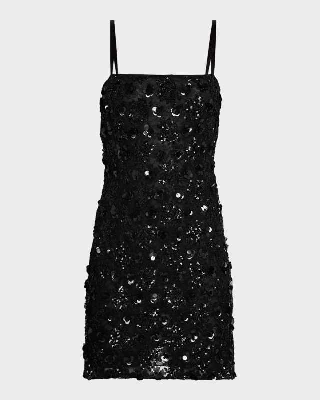 Pizzo Sequined Sleeveless Mini Dress