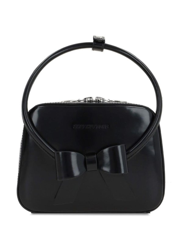 Stereo bow-appliqué leather bag