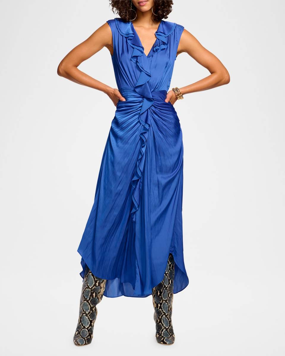 Olive Ruffle Midi Dress