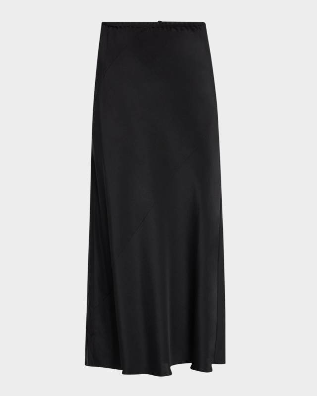 Bias-Cut Double Crepe Midi Skirt