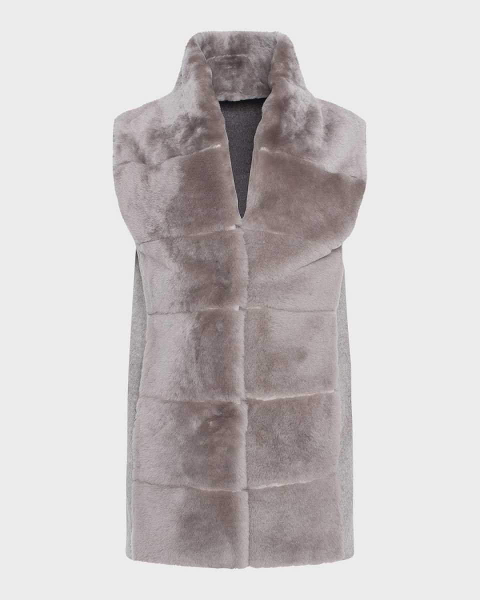 Reversible Shearling Lamb Vest with Cashmere-Blend Back