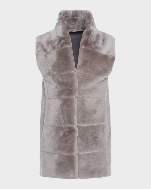 Reversible Shearling Lamb Vest with Cashmere-Blend Back