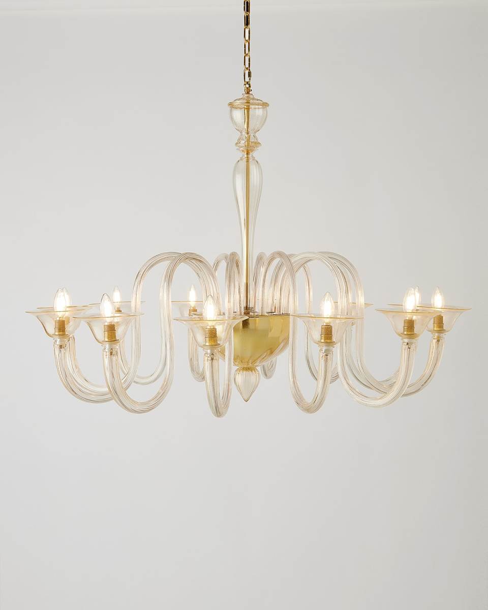 Venetian Glass Chandelier - Gold Leaf