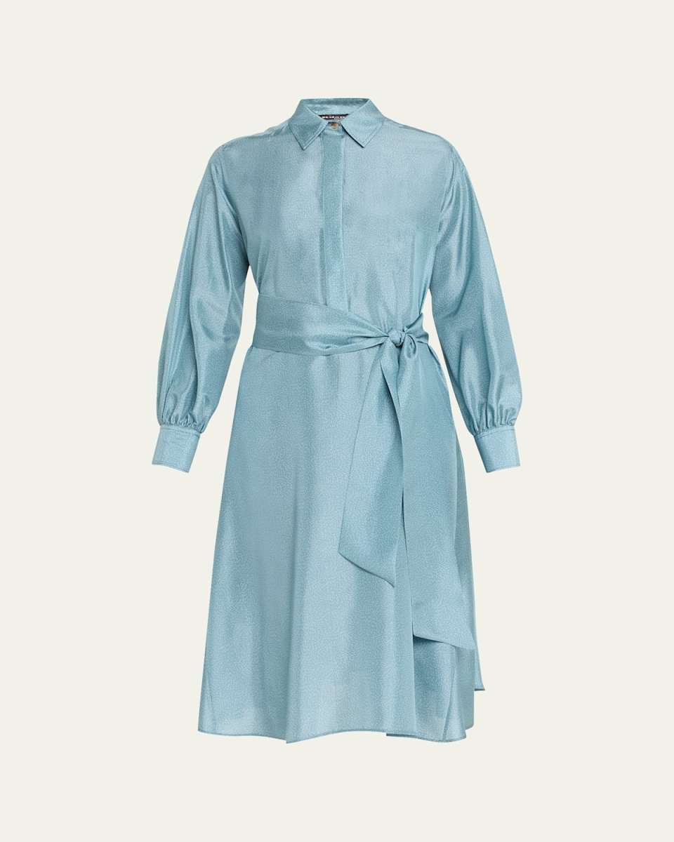 Printed Wrap Silk Midi Dress