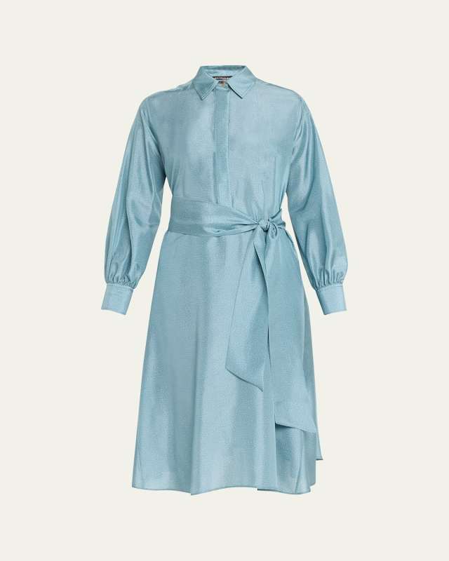 Printed Wrap Silk Midi Dress