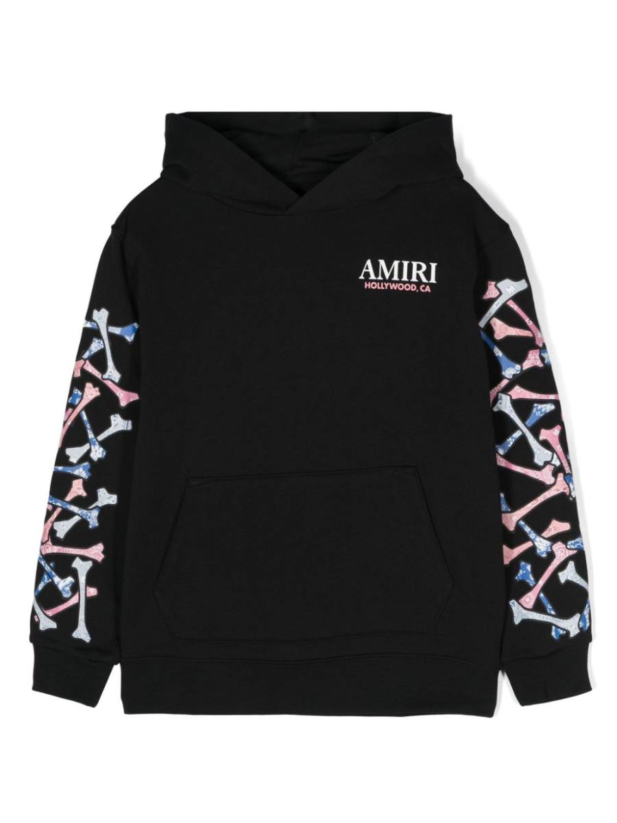 bone-print cotton hoodie