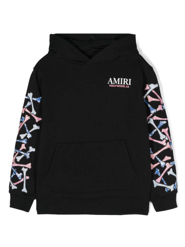 bone-print cotton hoodie