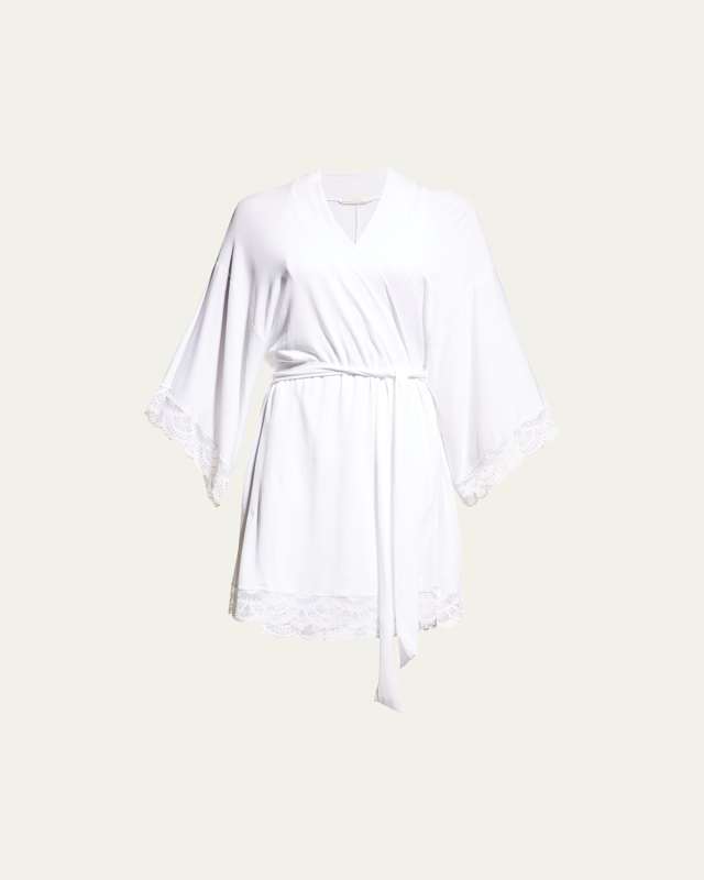 Marianna Mademoiselle Lace-Trim Kimono Robe