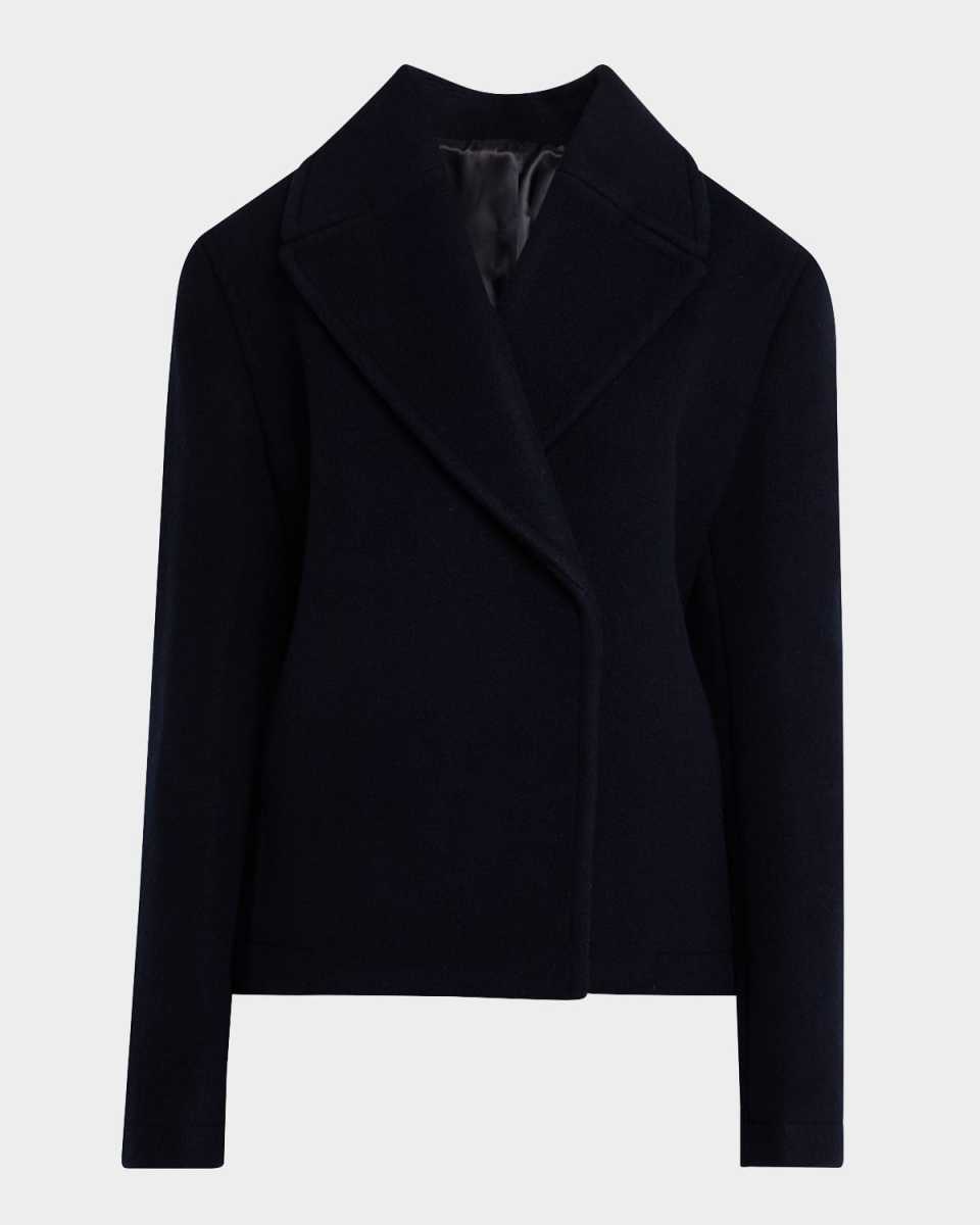 Oversized Cropped Wool Peacoat