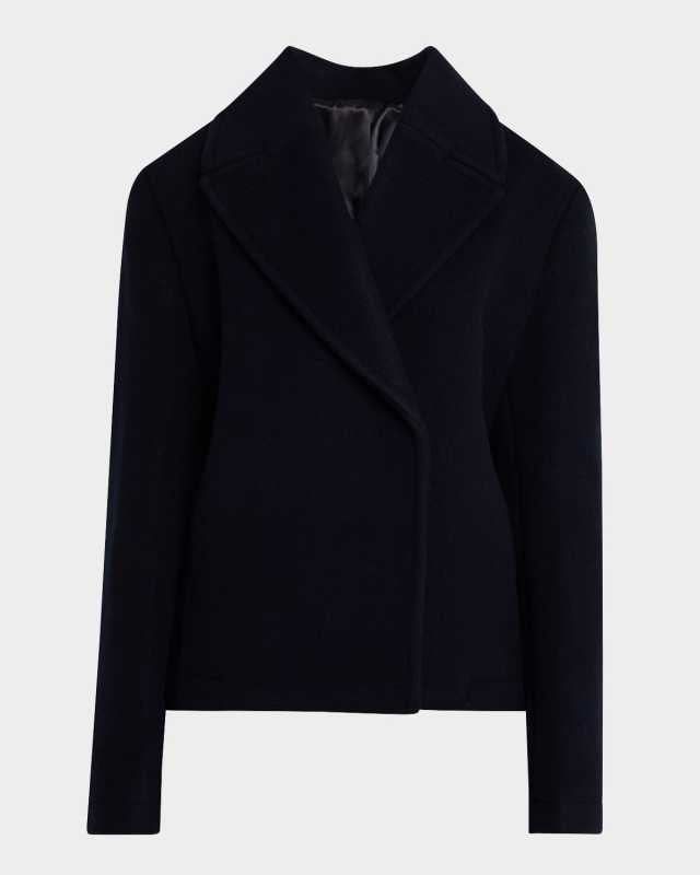 Oversized Cropped Wool Peacoat
