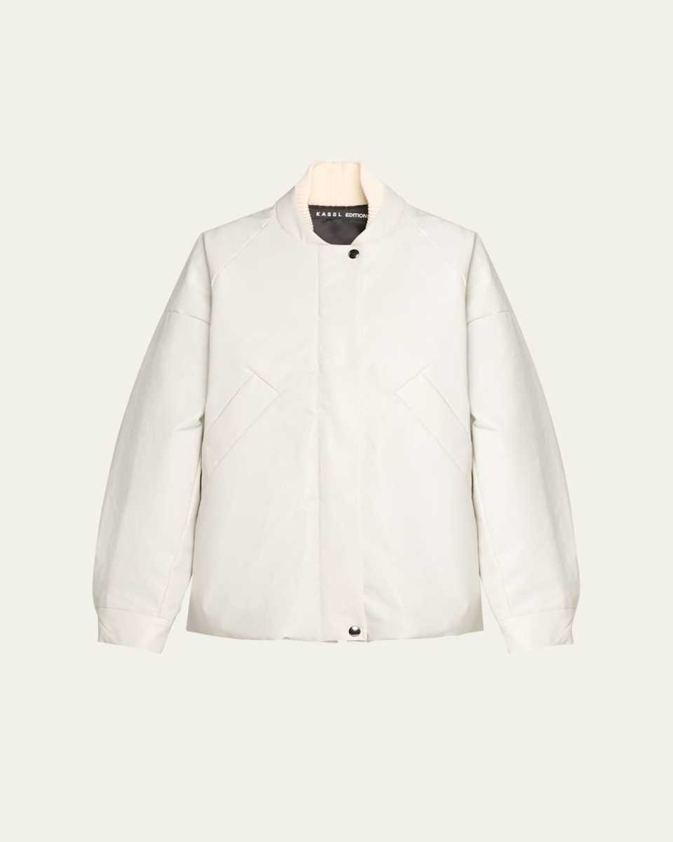 Oversized Oil-Coated Bomber Jacket