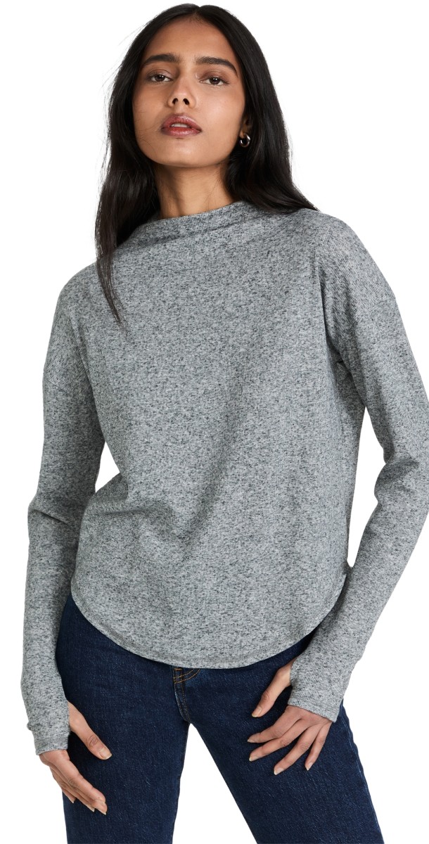 Chaser Ribong Sleeve Mock Neck Shirt Anthracite