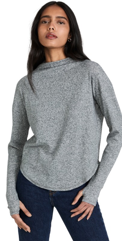 Chaser Ribong Sleeve Mock Neck Shirt Anthracite