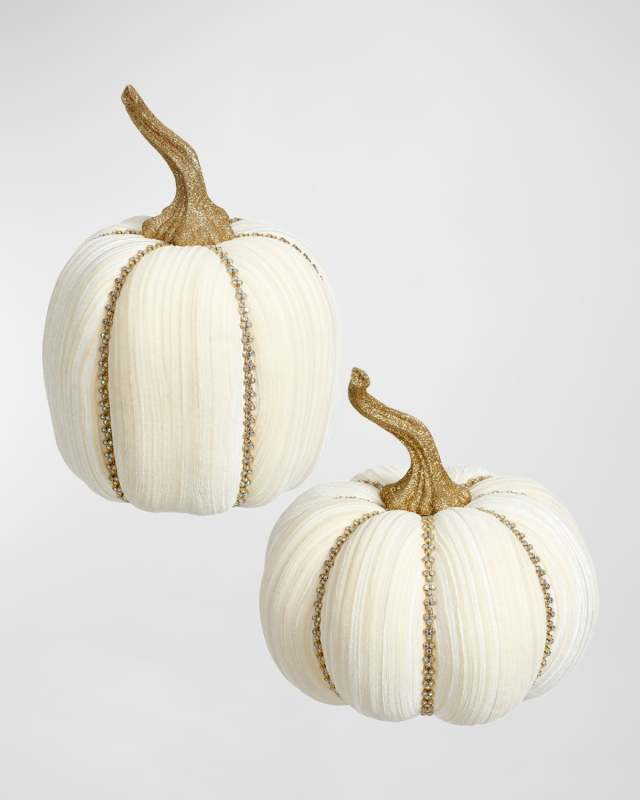 Jeweled Pumpkins, Ivory, Set of 2