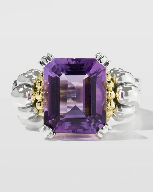 Glacier 12x10mm Gemstone Two-Tone Ring