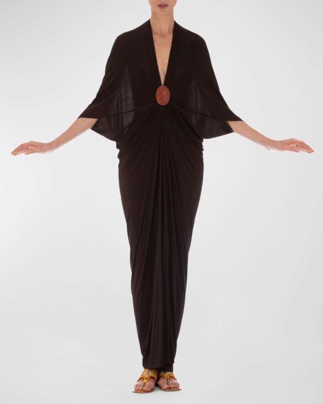 Malu Crystal Draped Maxi Dress