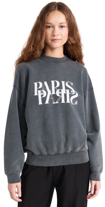 ANINE BING Jaci Paris Sweatshirt Washed Black
