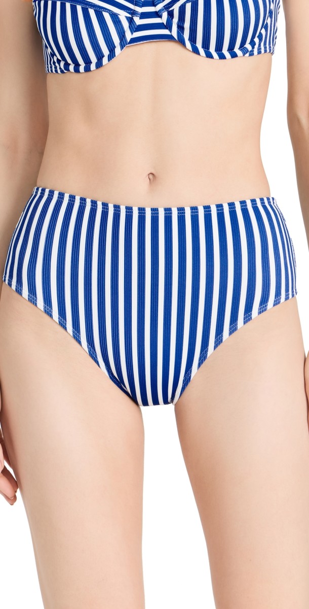 Shoshanna High Waist Bikini Bottoms Sea Blue/Optic