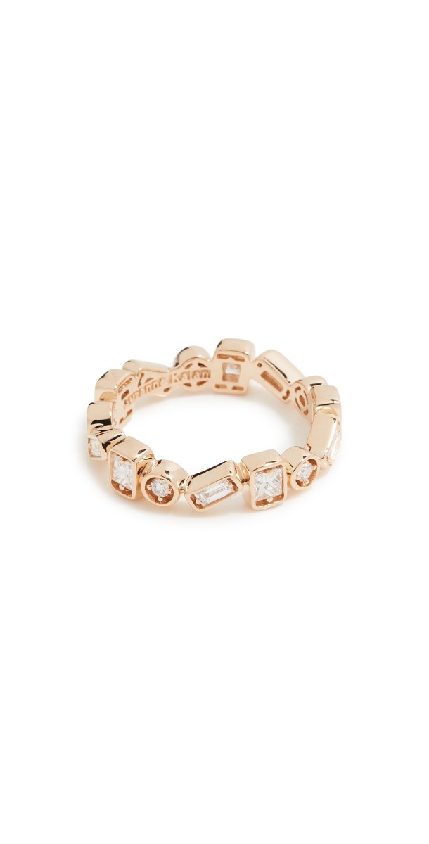 Suzanne Kalan 18k Yellow Gold Inlay Collection Thin Diamond Eternity Band Yellow Gold