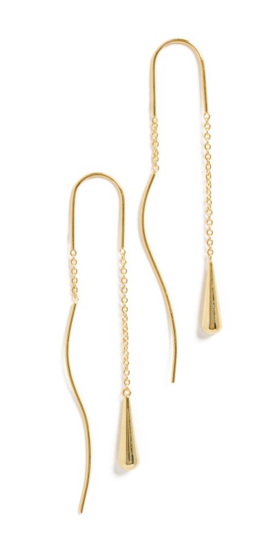By Adina Eden Teardrop Chain Earrings Gold