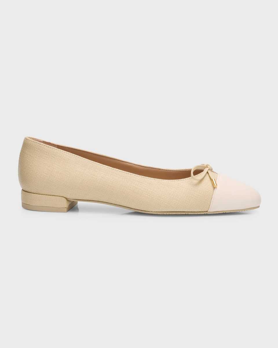 Sleek Linen Leather Ballerina Flats