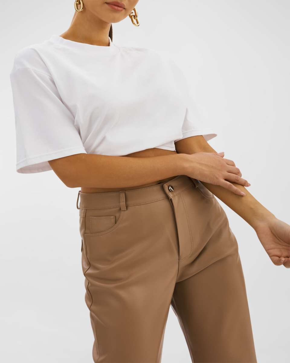 Naia Asymmetric-Draped Crop T-Shirt