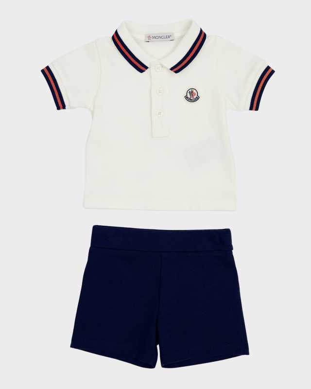 Boy's Short-Sleeve Polo Shirt and Shorts Set, Size 6M-2