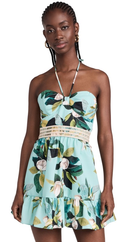 PatBO Magnolia Mini Dress Green Multi