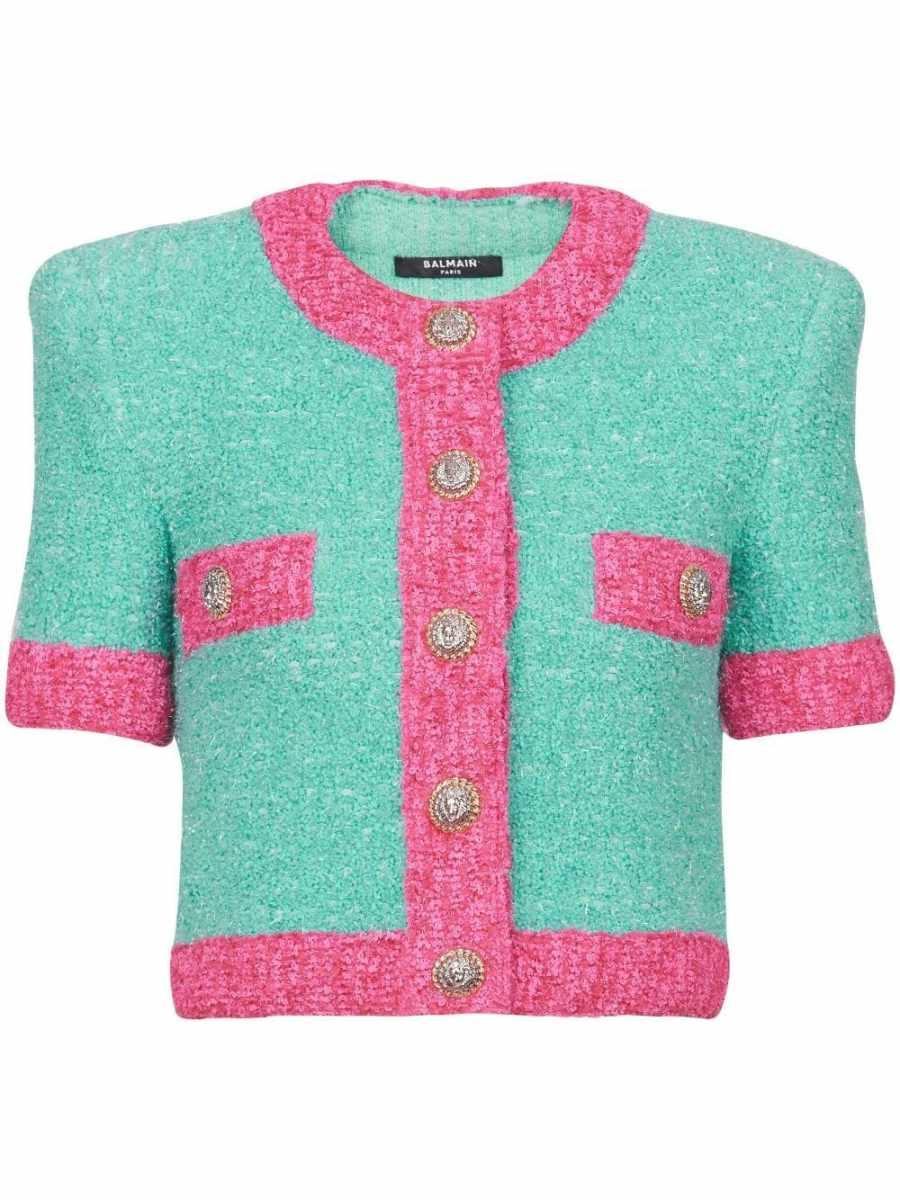 two-tone chenille cardigan