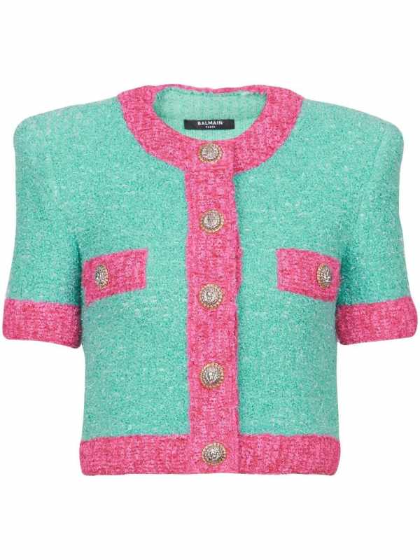 two-tone chenille cardigan