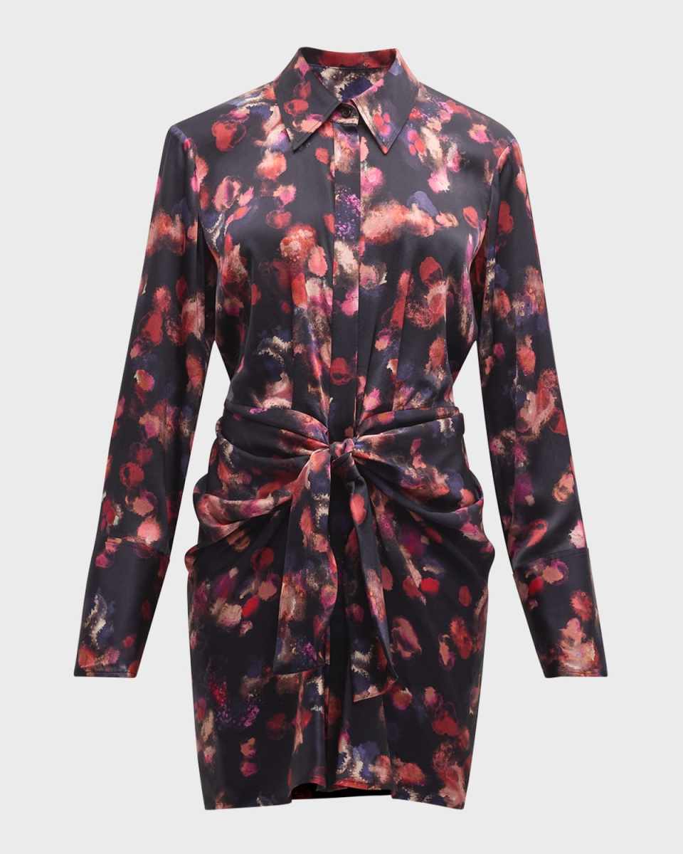 Mia Printed Tie-Front Shirtdress
