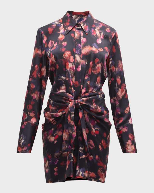 Mia Printed Tie-Front Shirtdress