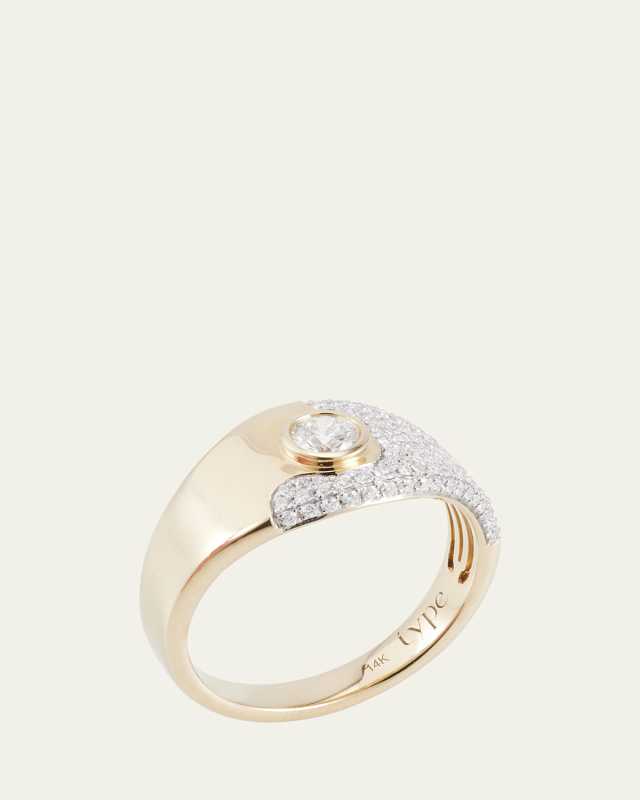 14 Yellow Gold Evil Eye Lava Diamond and Pave Statement Ring, Size