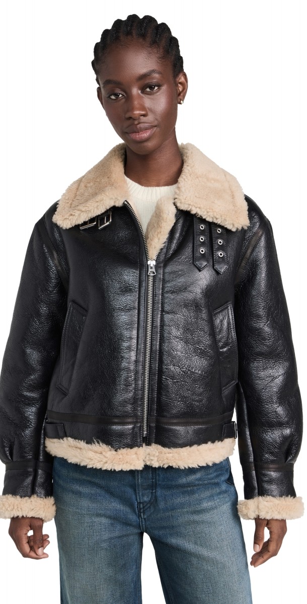 RE/DONE Shearling Jacket Blackeather