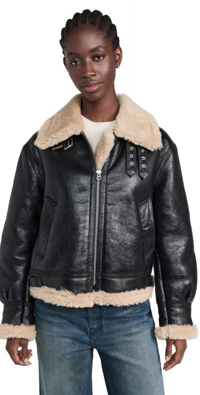 RE/DONE Shearling Jacket Blackeather