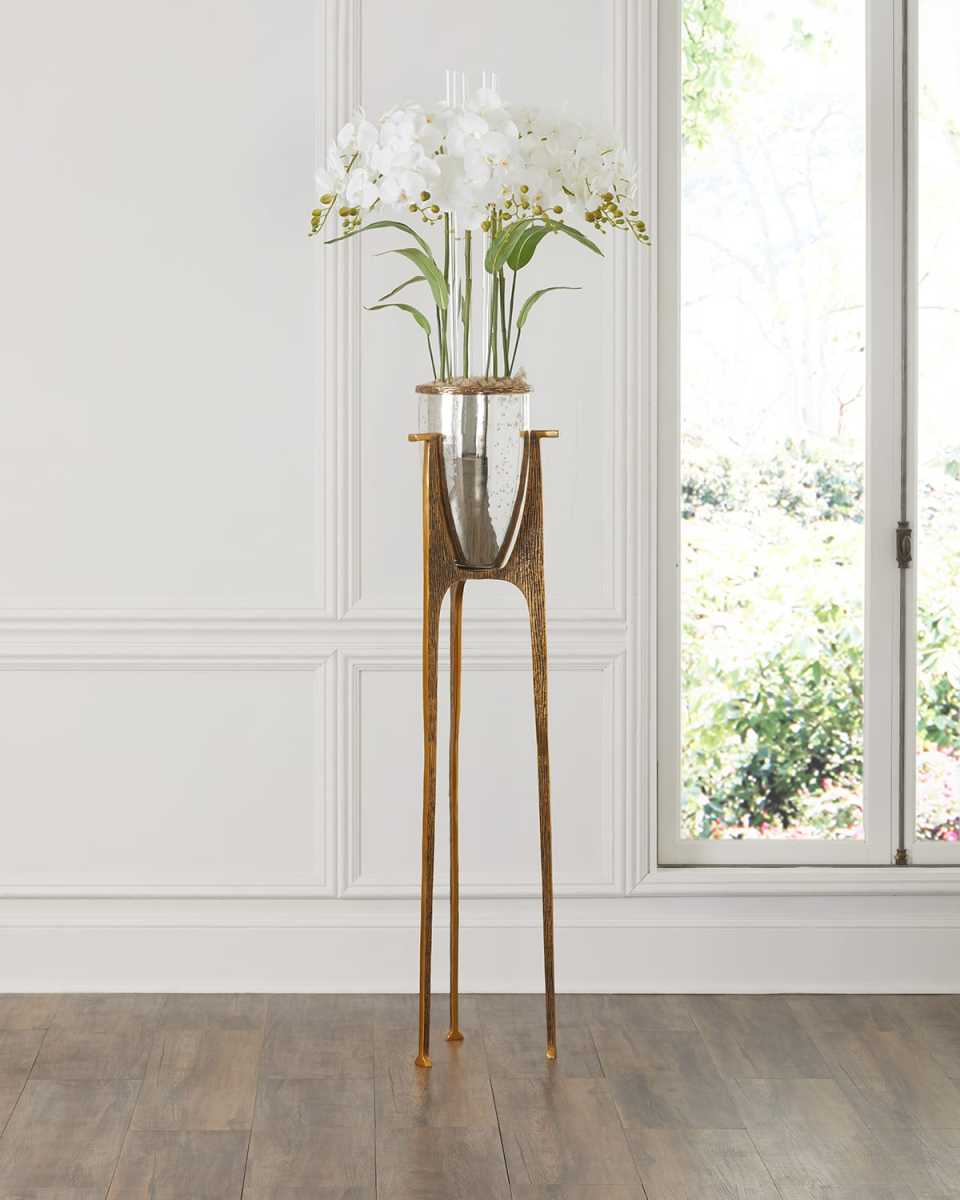 Elegant Orchids 87" Faux Floral Arrangement in Stand Vase
