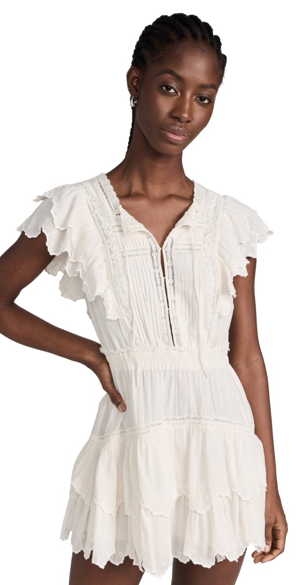 LoveShackFancy Darryl Dress Optic White
