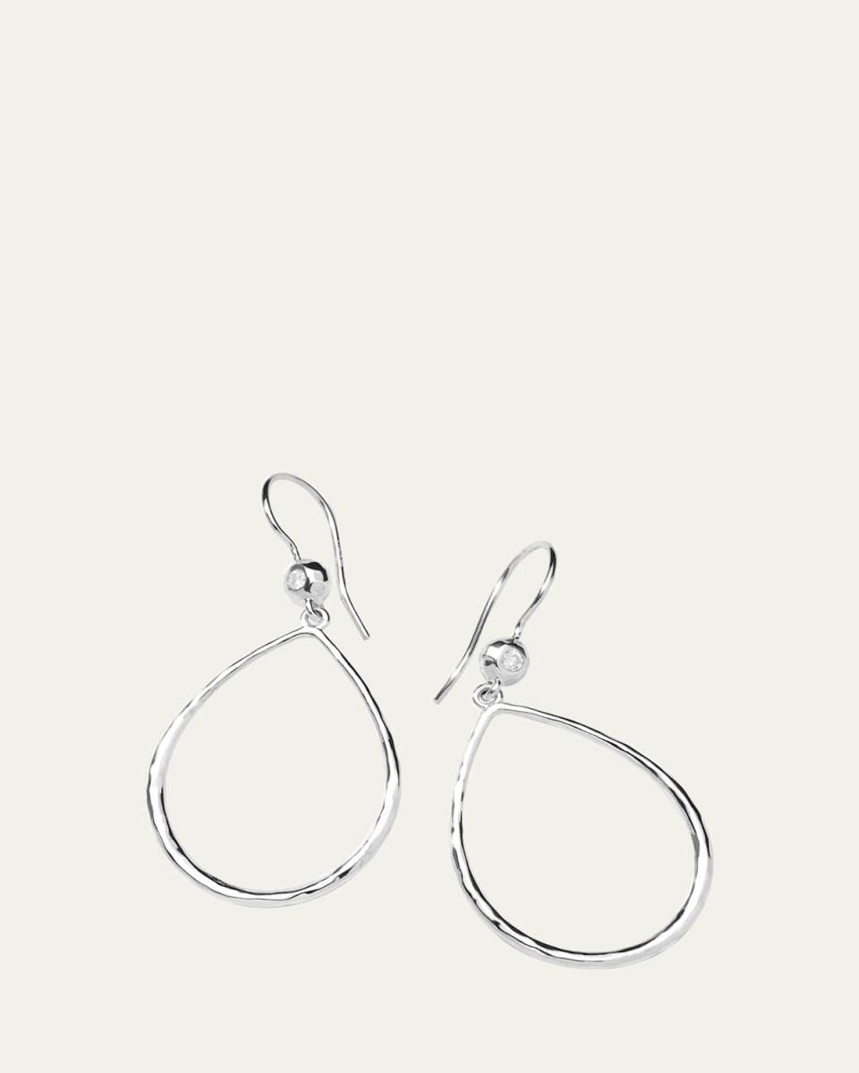 Teardrop Earrings in Sterling Silver with Diamonds