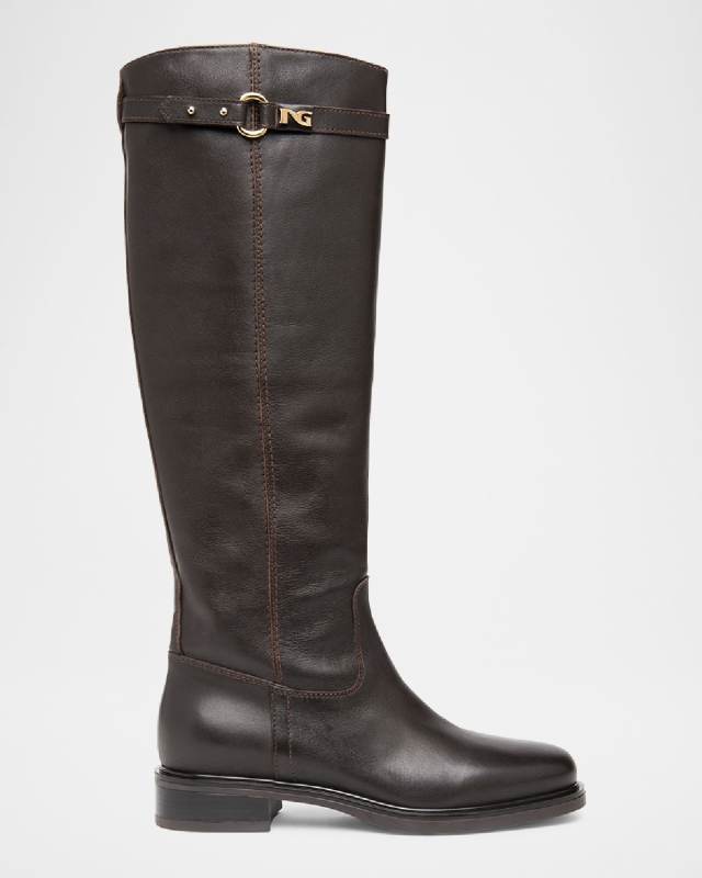 Leather Buckle Tall Riding Boots