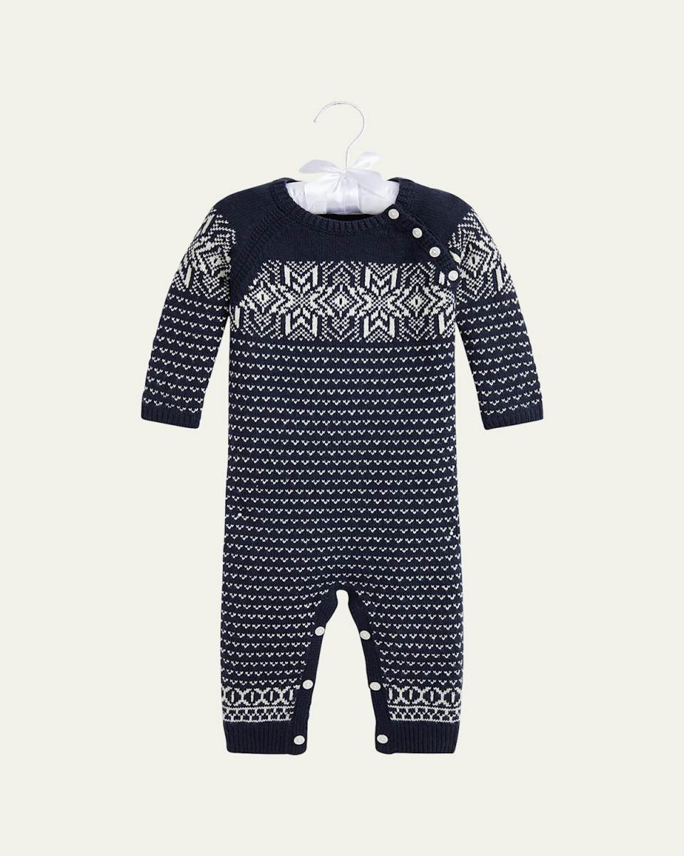 Boy's Snowflake Intarsia Coverall, Size 3M-24