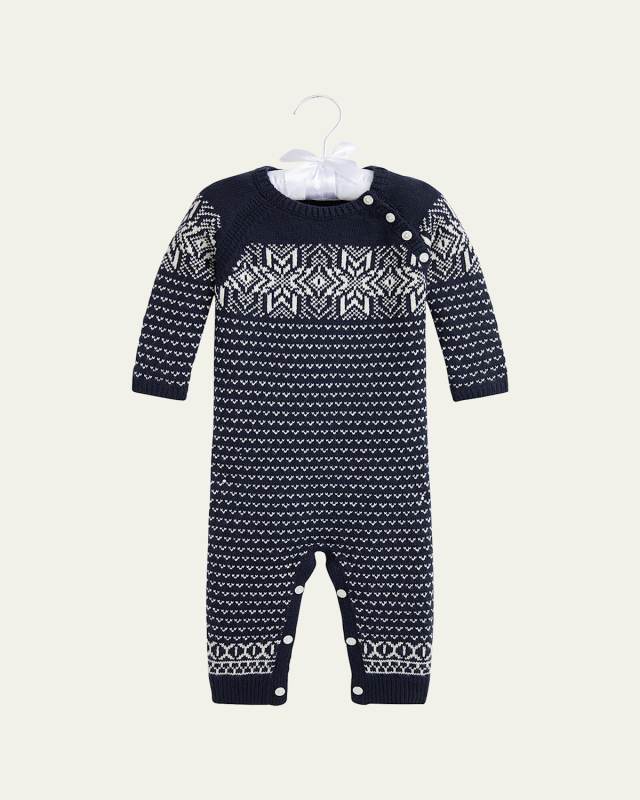 Boy's Snowflake Intarsia Coverall, Size 3M-24