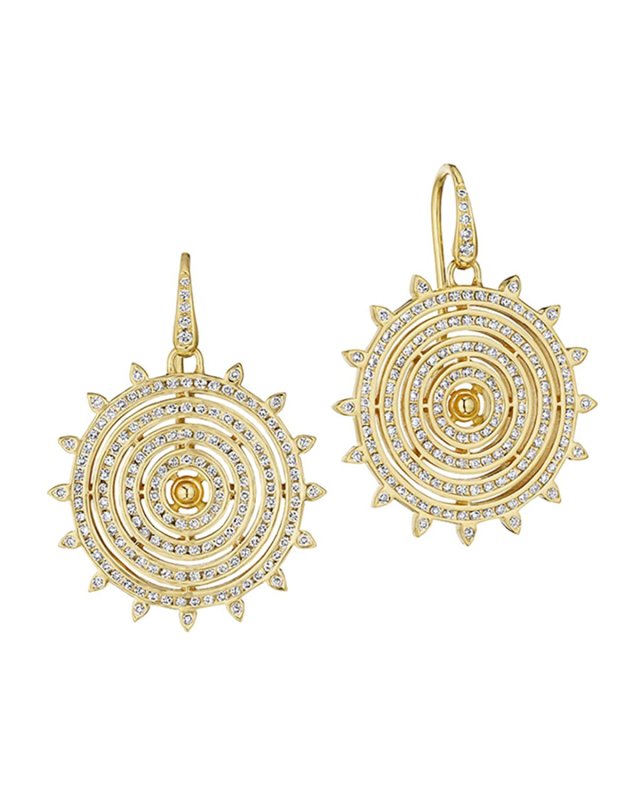 18K Gold Mogul Diamond Circle Drop Earrings