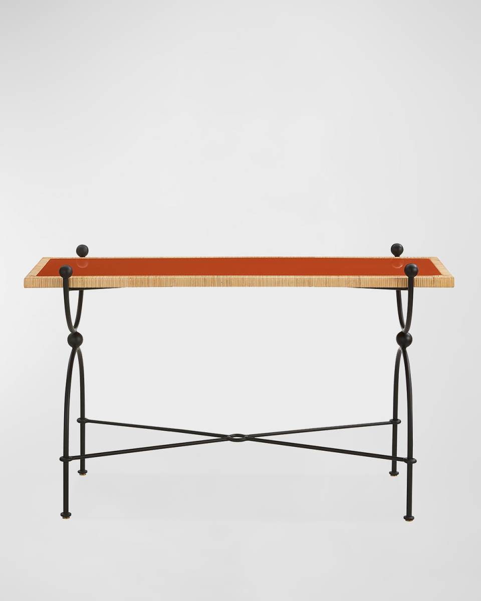 Wellington Brass & Rattan Console