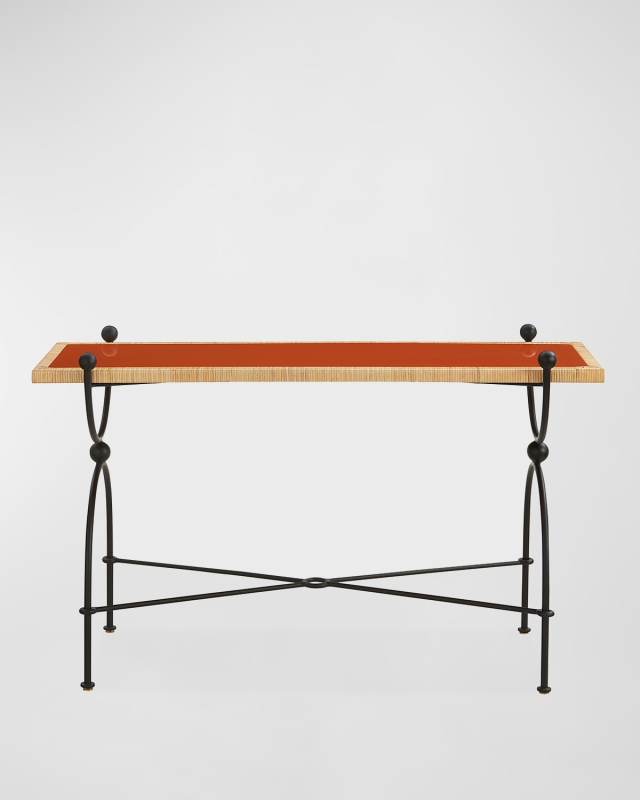 Wellington Brass & Rattan Console