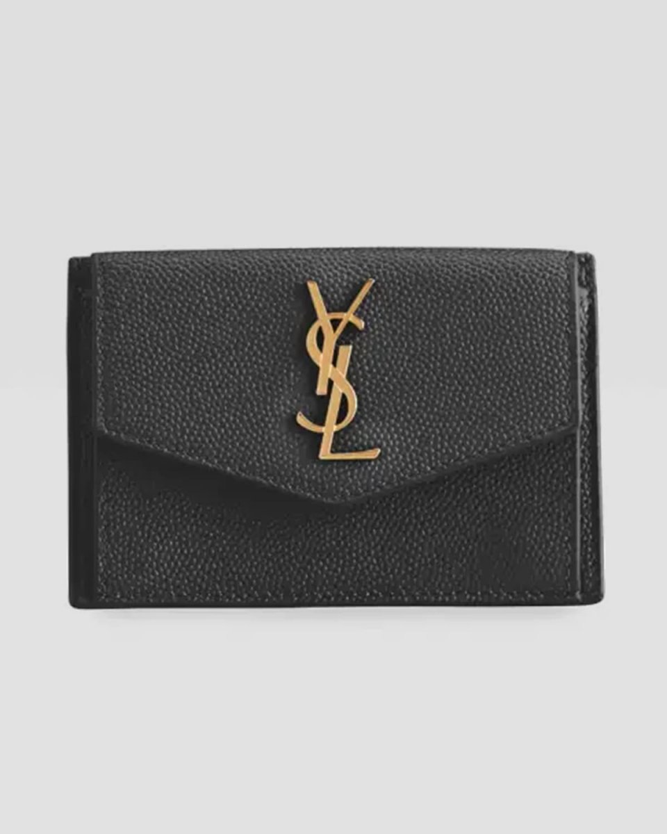 YSL Monogram Flap Card Case in Grained Leather