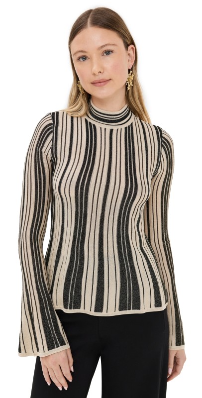 Zimmermann Illustration Mouline Metallic Stripe Top Black/Gold