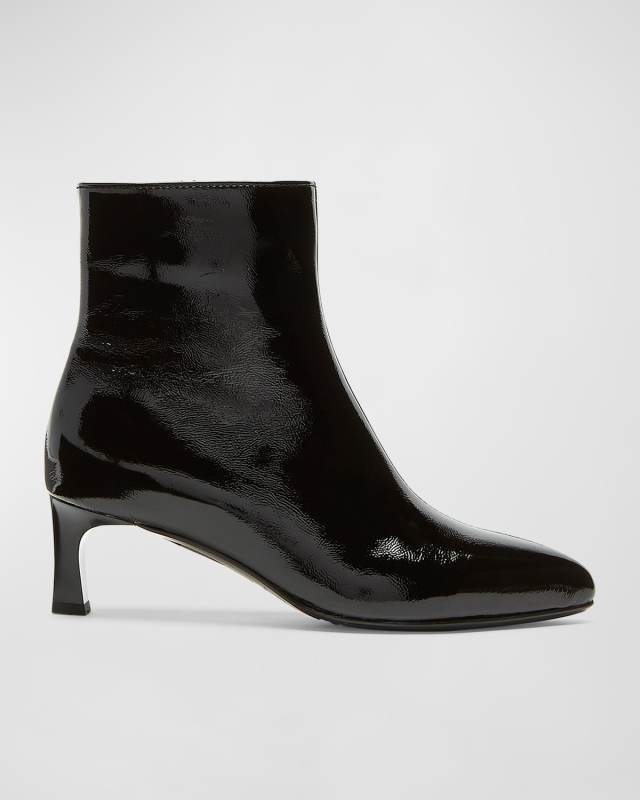 Amely Patent Kitten-Heel Booties