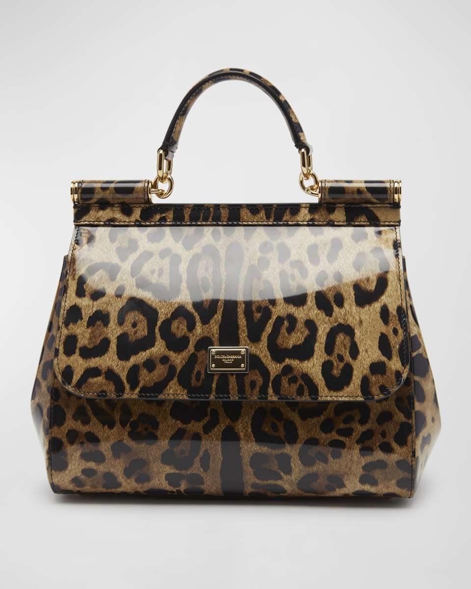 Sicily Large Leopard-Print Top-Handle Bag