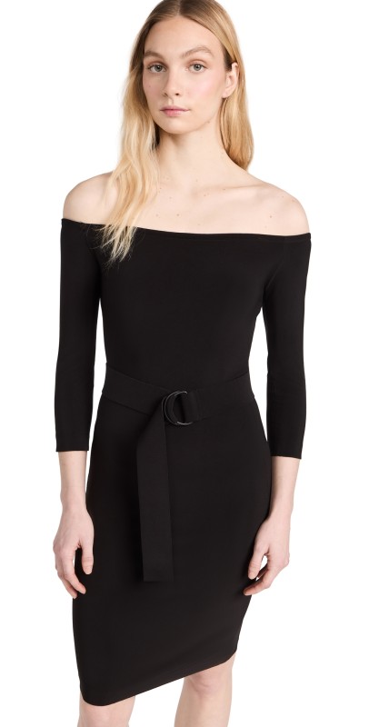 Norma Kamali Off Shoulder Dress to Knee Black
