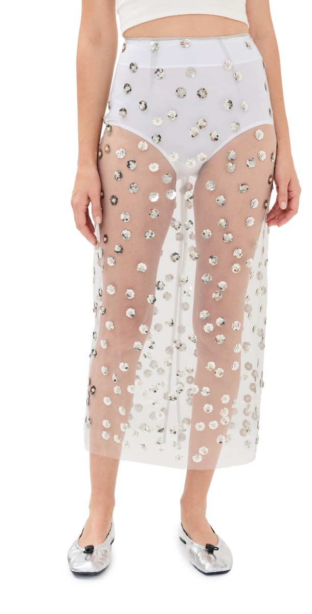 Cecilie Bahnsen Gus Skirt Sequin Blossom Tulle Clear Clear
